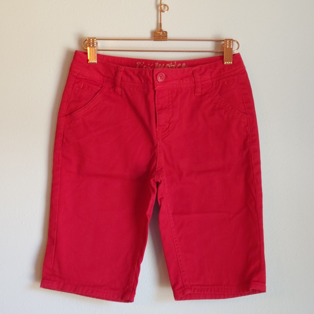 Justice Girls Red Bermuda Shorts Jeans Size 12